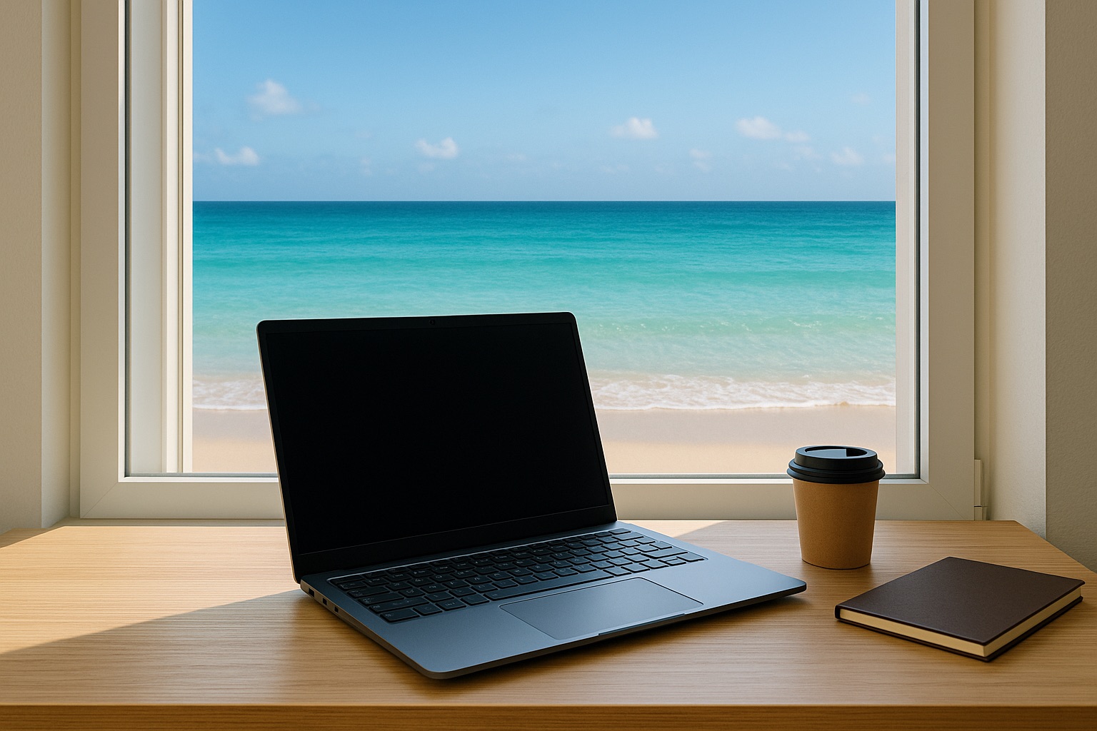 working by the sea