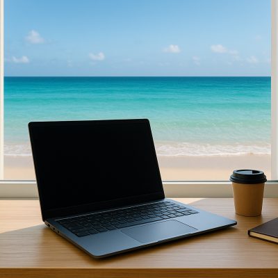 working by the sea